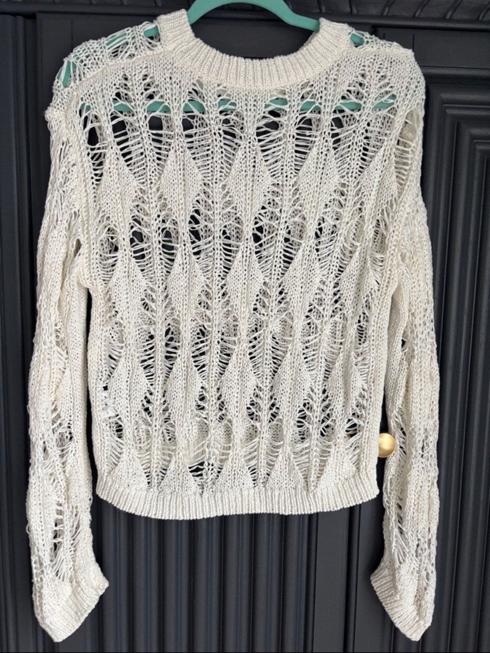 Women's Cream Open-Knit Lightweight Sweater